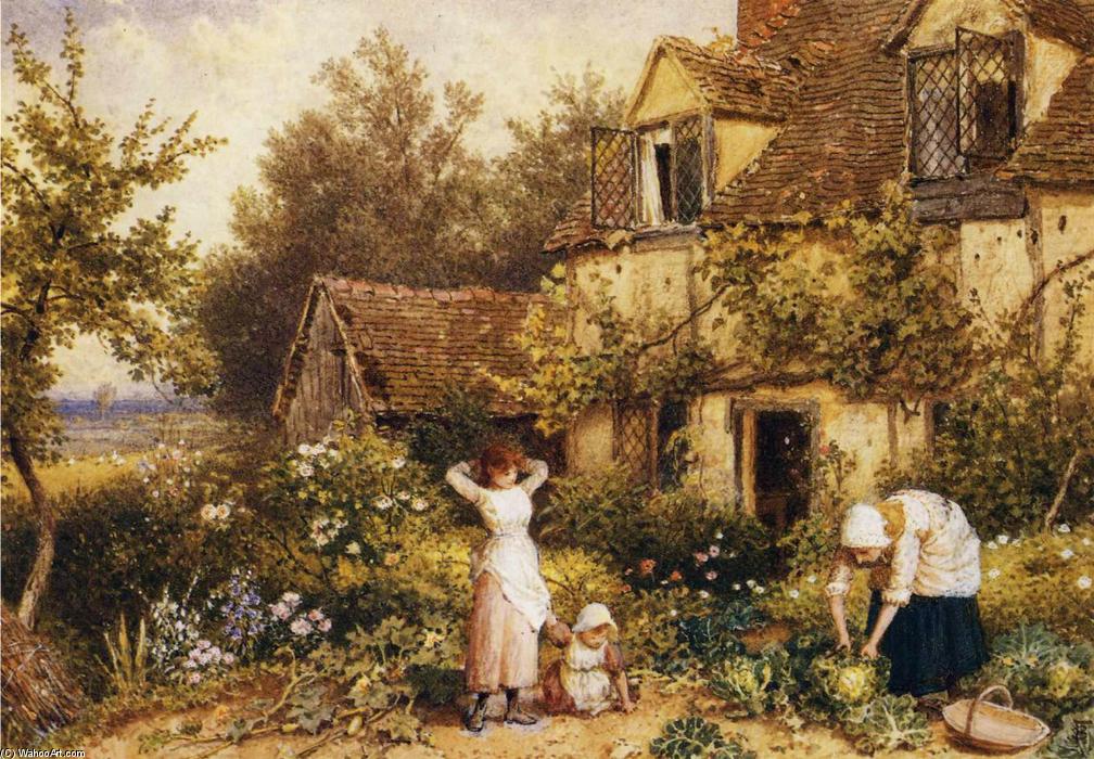 Wikioo.org - The Encyclopedia of Fine Arts - Painting, Artwork by Myles Birket Foster - At the Cottage Door