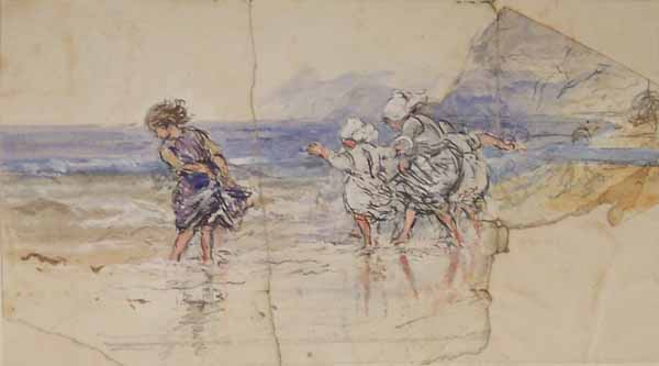 WikiOO.org - Encyclopedia of Fine Arts - Maalaus, taideteos Myles Birket Foster - Children Paddling