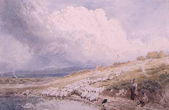 Wikioo.org - The Encyclopedia of Fine Arts - Painting, Artwork by Myles Birket Foster - Landscape with Sheep