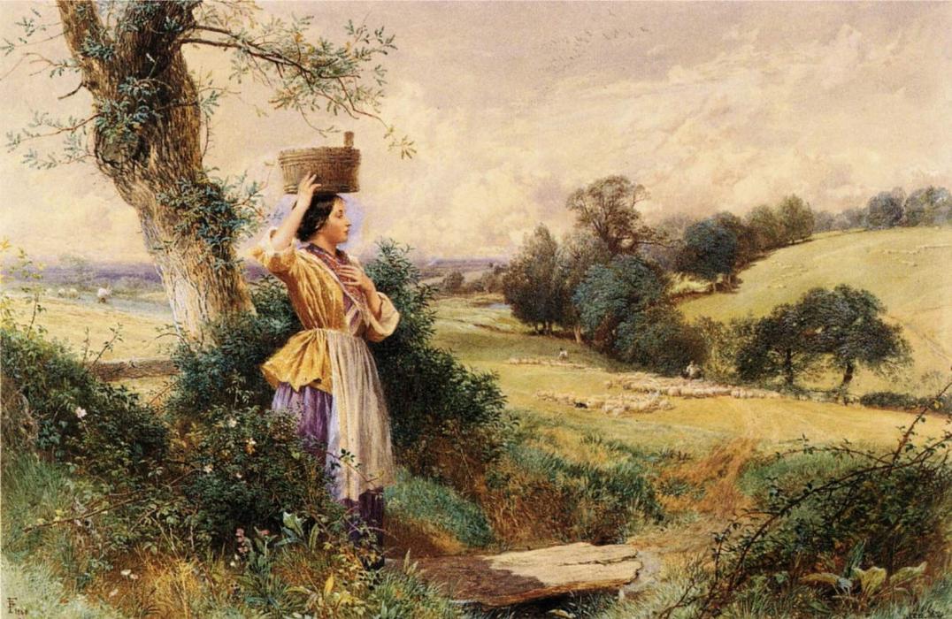 Wikioo.org - The Encyclopedia of Fine Arts - Painting, Artwork by Myles Birket Foster - The Milk-maid