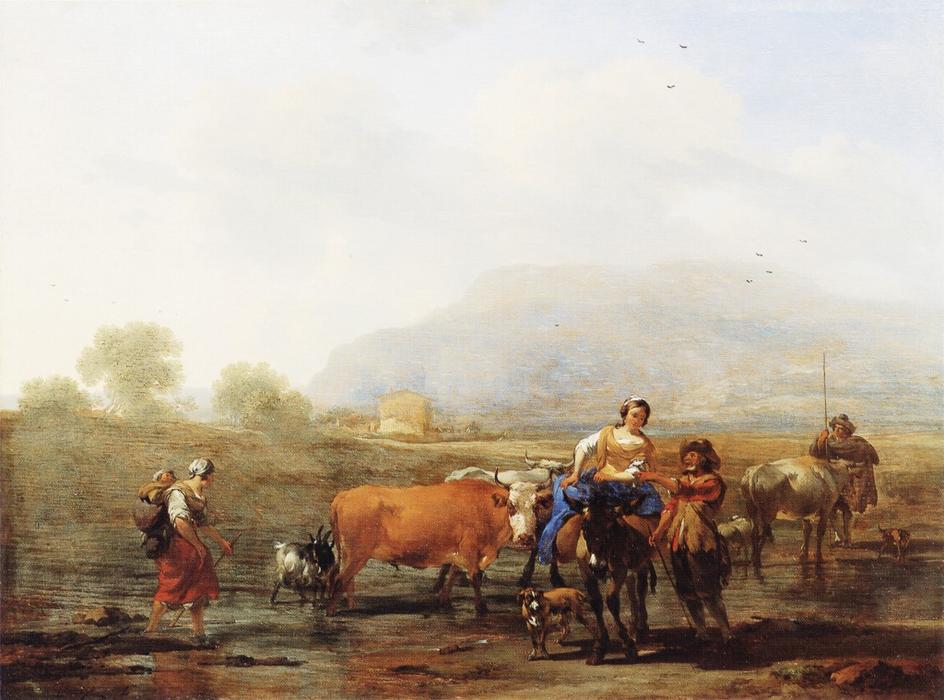 WikiOO.org - Encyclopedia of Fine Arts - Maalaus, taideteos Nicolaes Berchem - Travelling Peasants