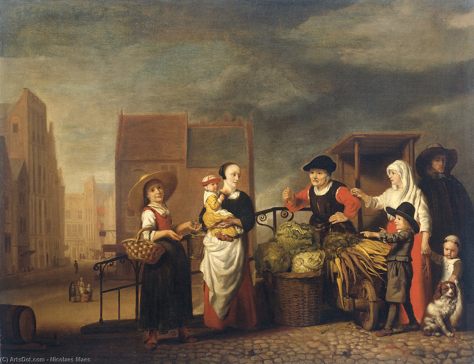 Wikioo.org - The Encyclopedia of Fine Arts - Painting, Artwork by Nicolaes Maes - Groentemarkt