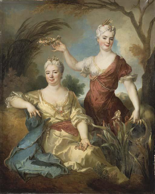 Wikioo.org - The Encyclopedia of Fine Arts - Painting, Artwork by Nicolas De Largillière - Portrait of Baroness of the Leu Aubilly and her daughter, Madame de Guinaumont