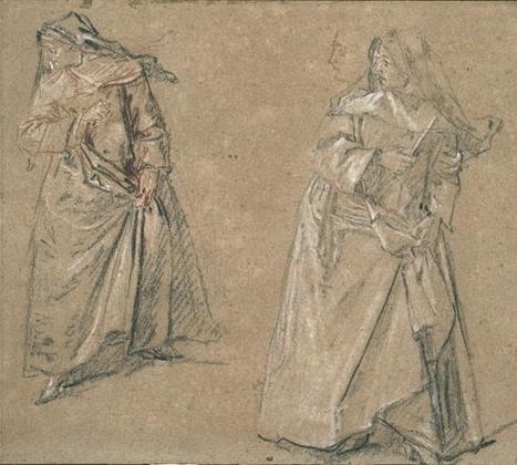 WikiOO.org - Encyclopedia of Fine Arts - Malba, Artwork Nicolas Lancret - Two studies of a nun