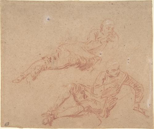 Wikioo.org - The Encyclopedia of Fine Arts - Painting, Artwork by Nicolas Lancret - Two Studies of Reclining Youth