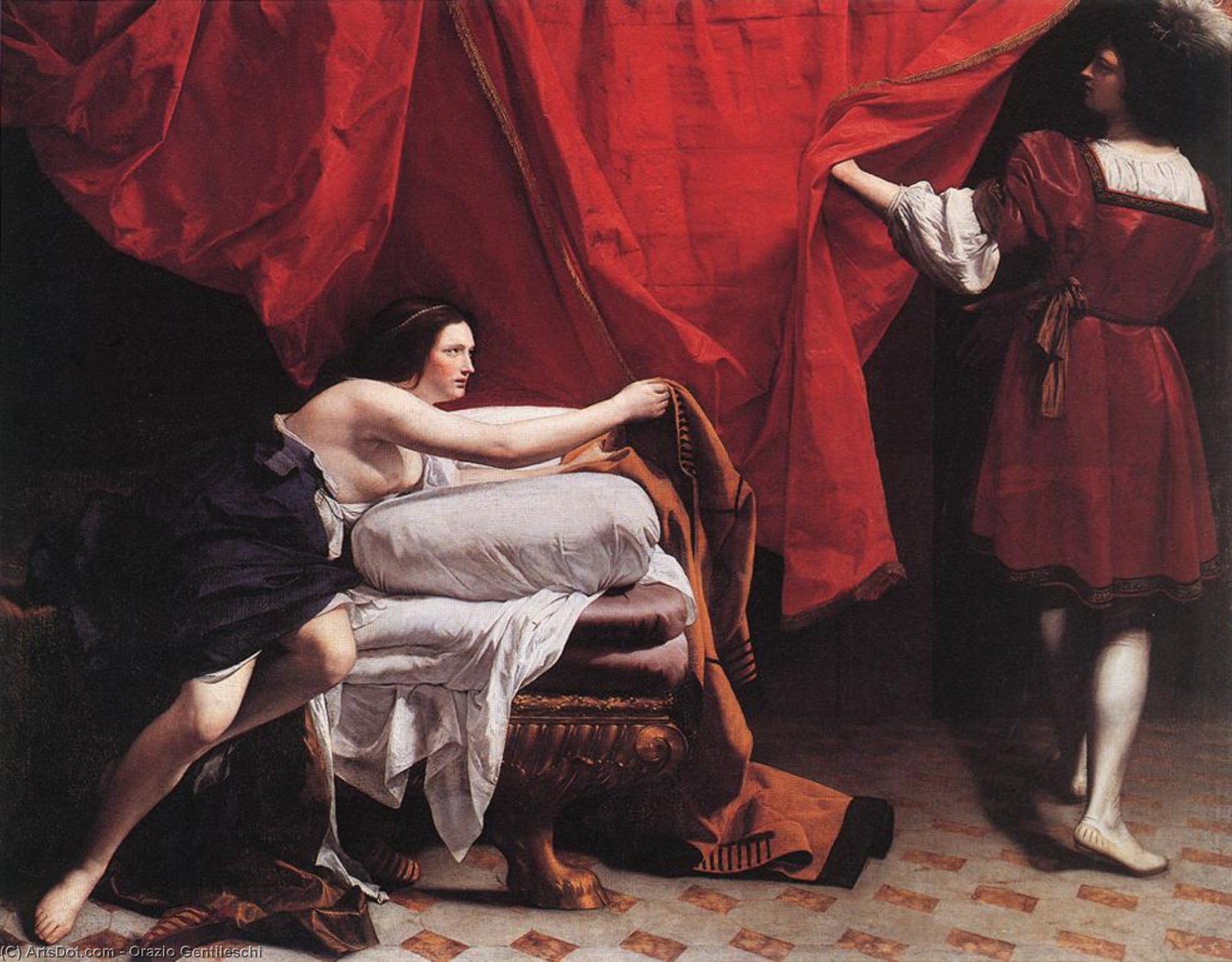 Wikioo.org - The Encyclopedia of Fine Arts - Painting, Artwork by Orazio Gentileschi - Joseph and Potiphar's Wife