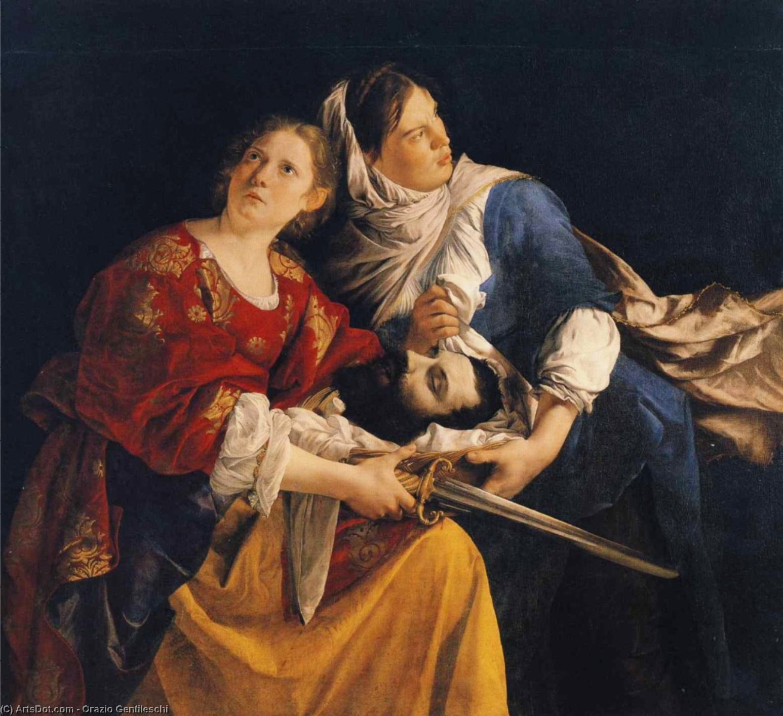 Wikioo.org - Die Enzyklopädie bildender Kunst - Malerei, Kunstwerk von Orazio Gentileschi - Judith und sie Dienstmädchen mit dem Kopf von Holofernes