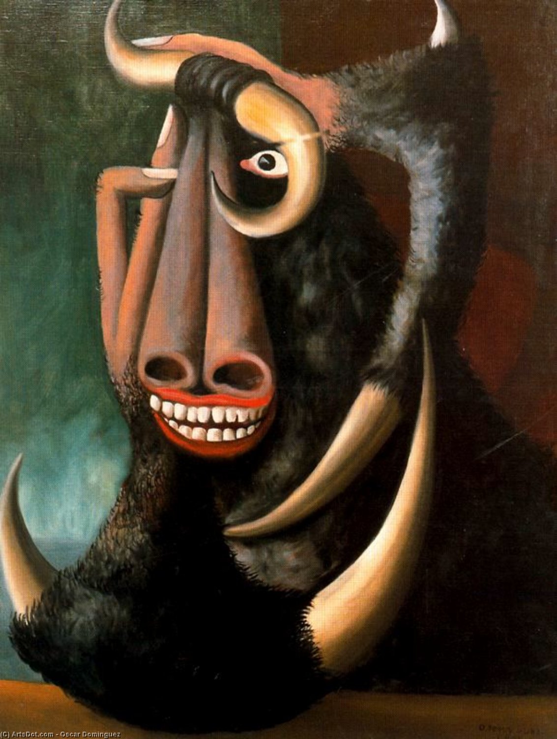 Wikioo.org – La Enciclopedia de las Bellas Artes - Pintura, Obras de arte de Oscar Dominguez - cabeza de un toro