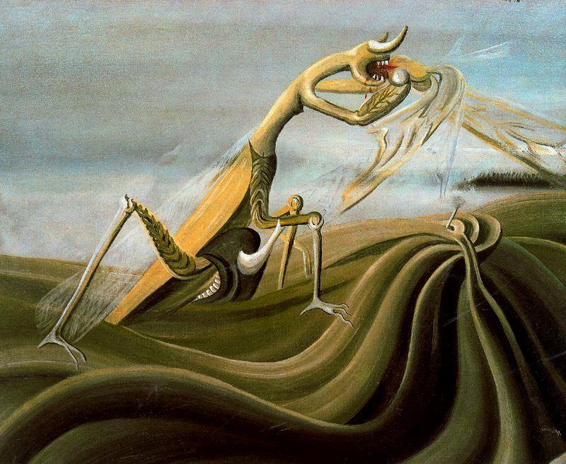 WikiOO.org - Encyclopedia of Fine Arts - Maleri, Artwork Oscar Dominguez - Praying mantis
