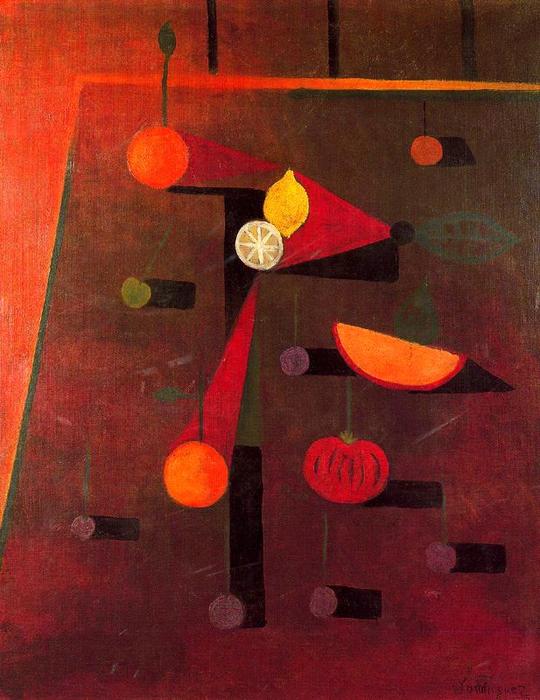 Wikioo.org - The Encyclopedia of Fine Arts - Painting, Artwork by Oscar Dominguez - Red Still Life