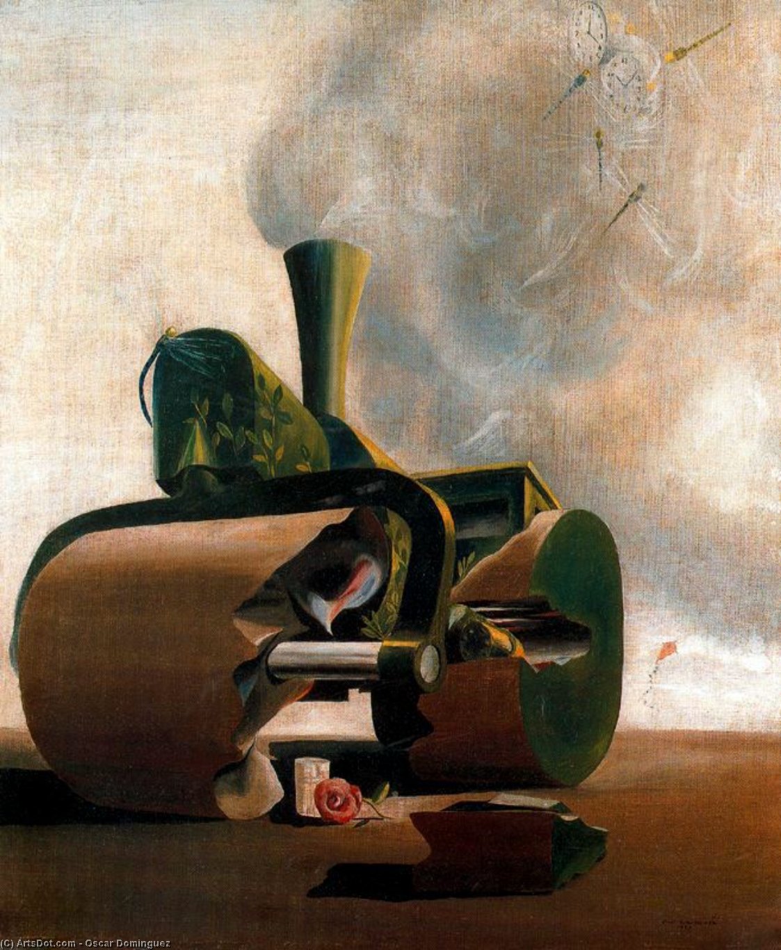 WikiOO.org - Encyclopedia of Fine Arts - Maľba, Artwork Oscar Dominguez - The bulldozer and the Rose