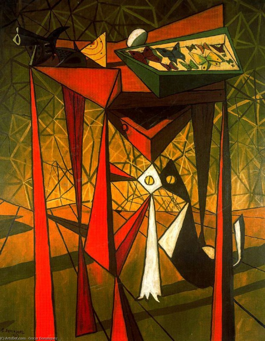 Wikioo.org - The Encyclopedia of Fine Arts - Painting, Artwork by Oscar Dominguez - The red table