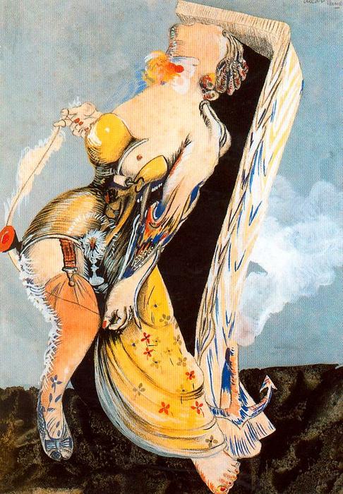 Wikioo.org - สารานุกรมวิจิตรศิลป์ - จิตรกรรม Oscar Dominguez - Woman with hourglass