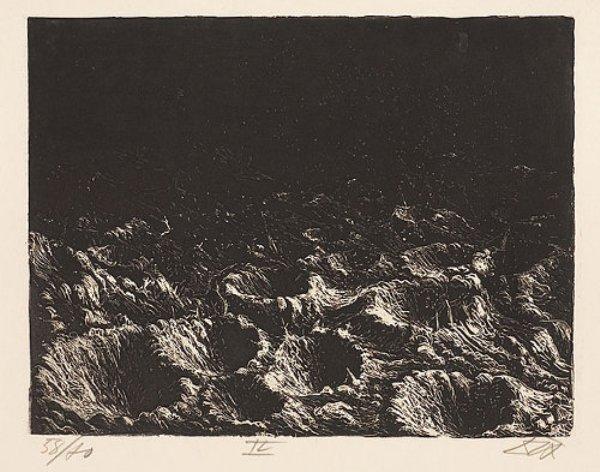 WikiOO.org - Enciklopedija dailės - Tapyba, meno kuriniai Otto Dix - Crater field near Dontrien lit up by flares