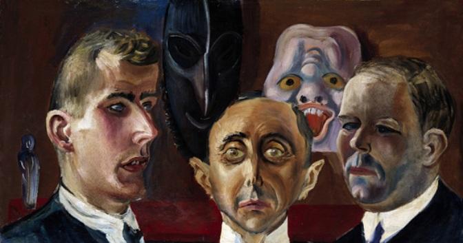 Wikioo.org - The Encyclopedia of Fine Arts - Painting, Artwork by Otto Dix - Group Portrait. Günther Franke, Paul Ferdinand Schmidt, and Karl Nierendorf