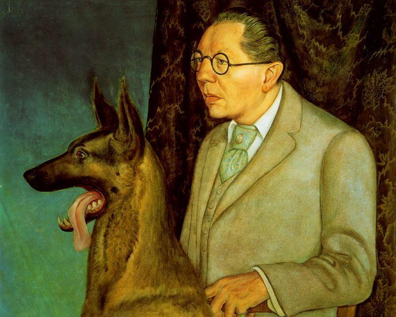WikiOO.org - Encyclopedia of Fine Arts - Maleri, Artwork Otto Dix - Hugo Erfurth with a dog