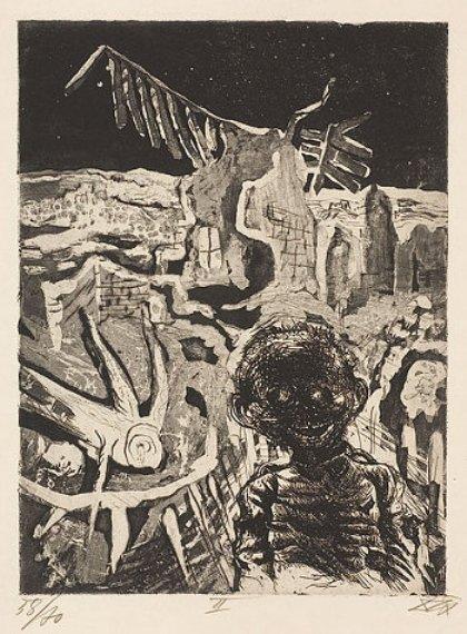 Wikoo.org - موسوعة الفنون الجميلة - اللوحة، العمل الفني Otto Dix - Night-time encounter with a madman