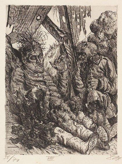 Wikioo.org - Die Enzyklopädie bildender Kunst - Malerei, Kunstwerk von Otto Dix - Auf der Böschung bei Clery-sur-Somme gesehen