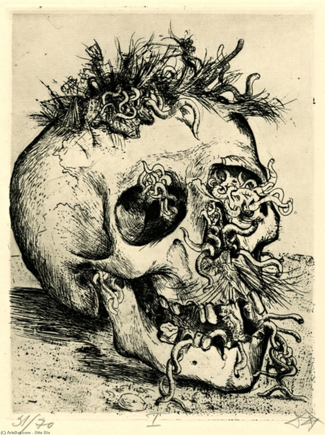 WikiOO.org - Encyclopedia of Fine Arts - Malba, Artwork Otto Dix - Skull