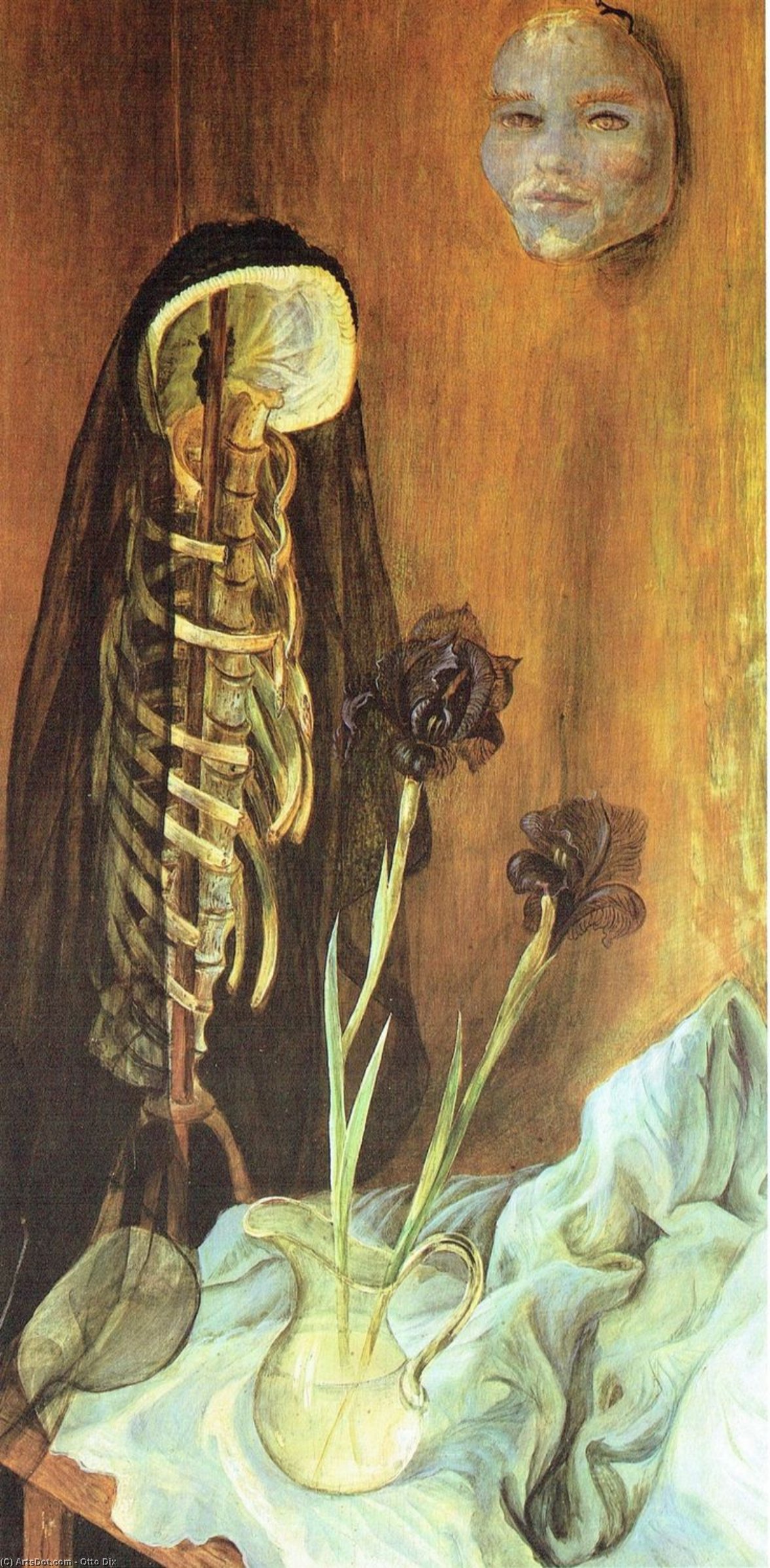 Wikioo.org - The Encyclopedia of Fine Arts - Painting, Artwork by Otto Dix - Still Life with Widow's Veil