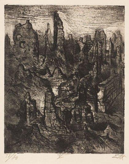Wikoo.org - موسوعة الفنون الجميلة - اللوحة، العمل الفني Otto Dix - The ruins of Langemarck