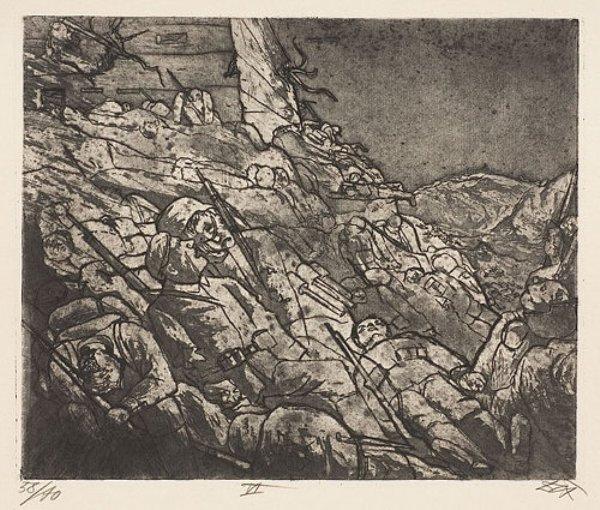 Wikoo.org - موسوعة الفنون الجميلة - اللوحة، العمل الفني Otto Dix - The Sleepers of Fort Vaux (Gas Victims)