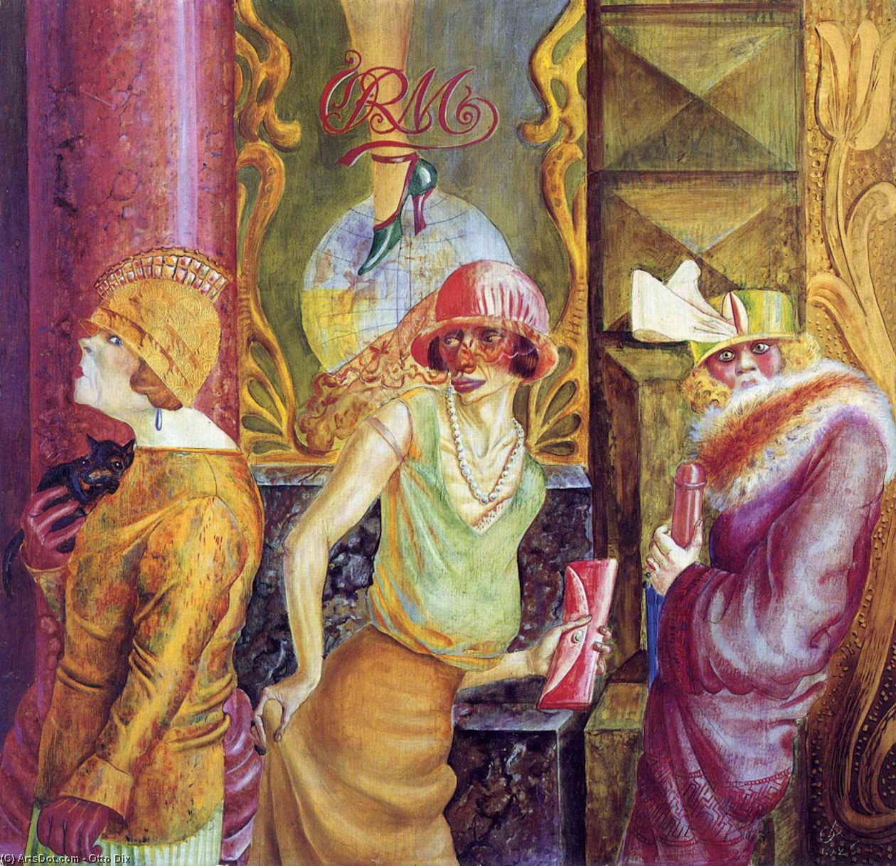 Wikioo.org – L'Enciclopedia delle Belle Arti - Pittura, Opere di Otto Dix - tre prostitute  su  dopodomani  via
