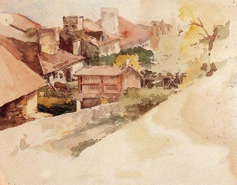 WikiOO.org - Εγκυκλοπαίδεια Καλών Τεχνών - Ζωγραφική, έργα τέχνης Ovidio Murguía De Castro - Farmhouse with barns
