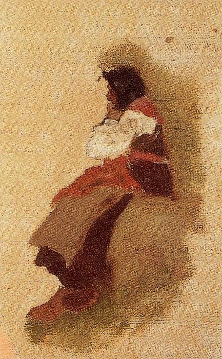WikiOO.org - Encyclopedia of Fine Arts - Maleri, Artwork Ovidio Murguía De Castro - Galician sitting with hand on face