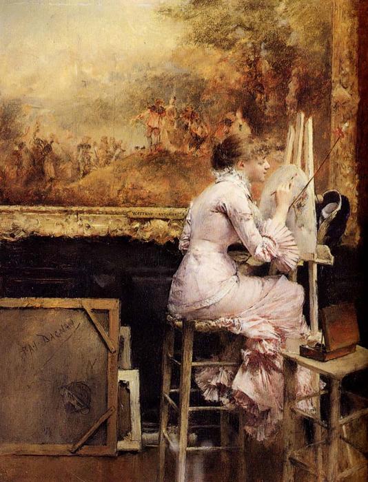 Wikioo.org - The Encyclopedia of Fine Arts - Painting, Artwork by Pascal-Adolphe-Jean Dagnan-Bouveret - Young Watercolourist In The Louvre
