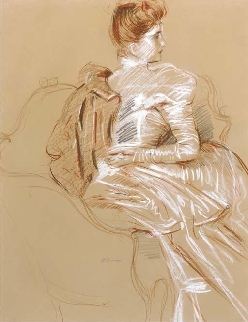 WikiOO.org - Enciclopedia of Fine Arts - Pictura, lucrări de artă Paul Cesar Helleu - An elegant woman in an armchair