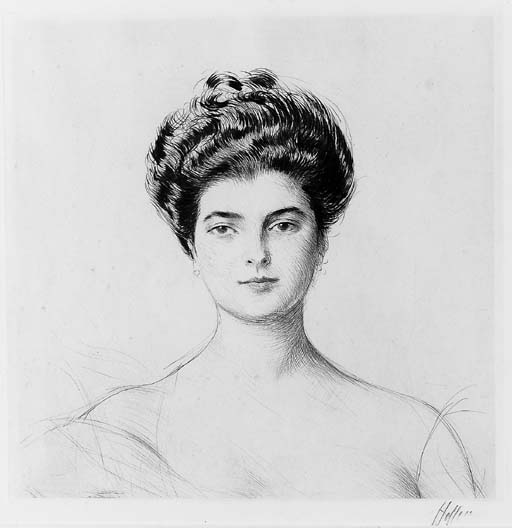 WikiOO.org - Encyclopedia of Fine Arts - Schilderen, Artwork Paul Cesar Helleu - Bust of a Young Woman