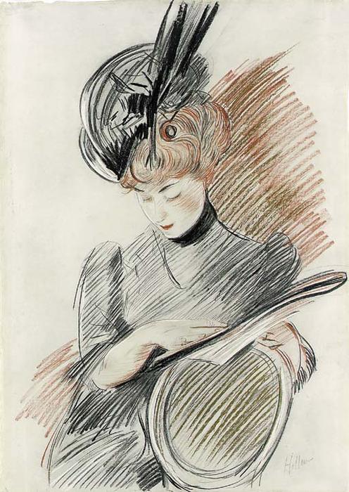 Wikioo.org - The Encyclopedia of Fine Arts - Painting, Artwork by Paul Cesar Helleu - Madame Letellier admiring an album