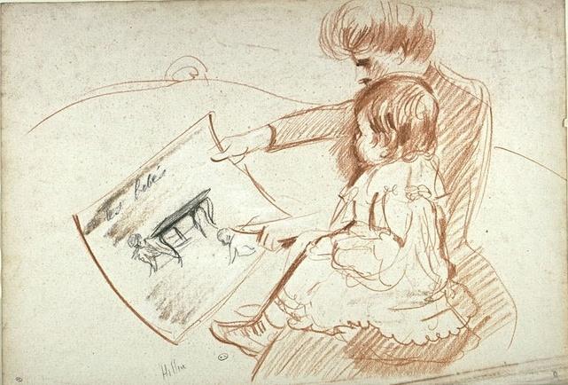 Wikioo.org - The Encyclopedia of Fine Arts - Painting, Artwork by Paul Cesar Helleu - Paulette on the knees of her mother