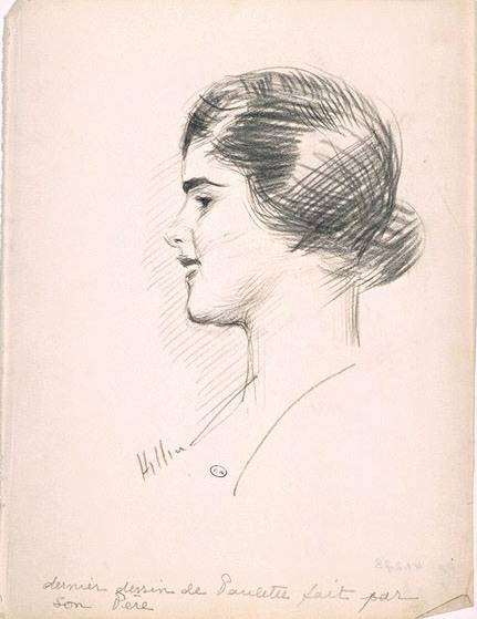 Wikioo.org - The Encyclopedia of Fine Arts - Painting, Artwork by Paul Cesar Helleu - Paulette's head in profile to the left