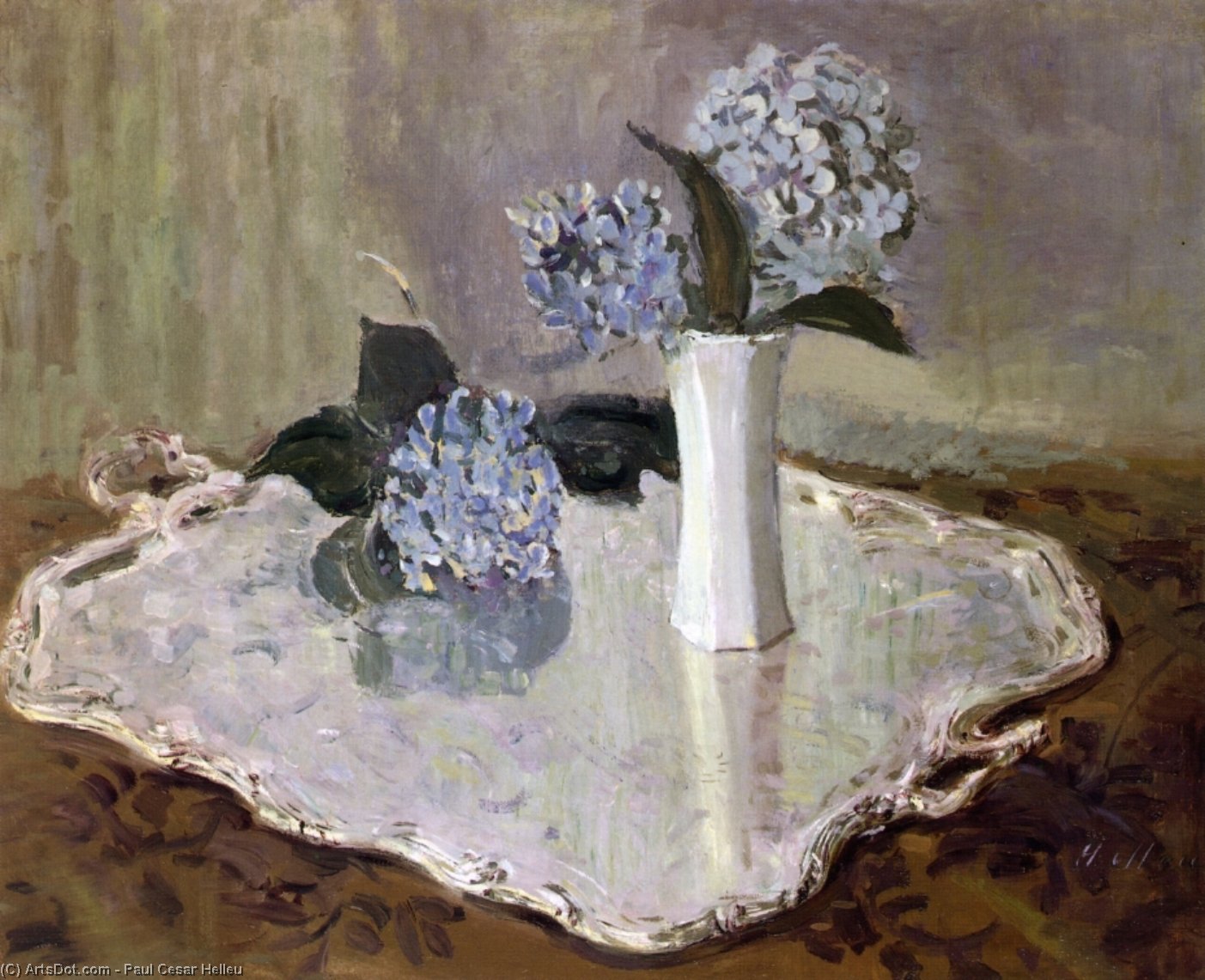 Wikioo.org – La Enciclopedia de las Bellas Artes - Pintura, Obras de arte de Paul Cesar Helleu - Naturaleza muerta con Hydrangias