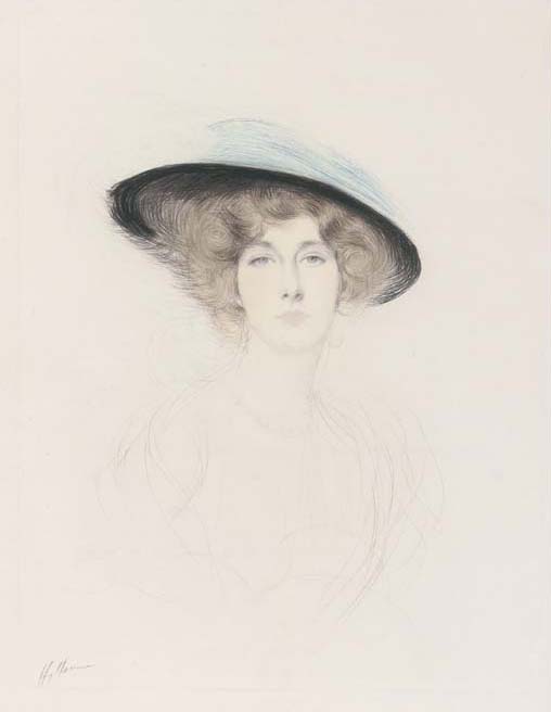 WikiOO.org - Enciklopedija dailės - Tapyba, meno kuriniai Paul Cesar Helleu - The plumed hat - Liane de Pougy