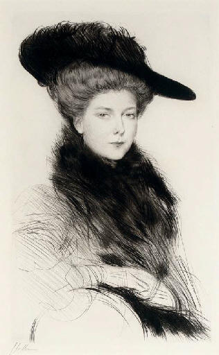 WikiOO.org - Енциклопедія образотворчого мистецтва - Живопис, Картини
 Paul Cesar Helleu - Woman with fur collar