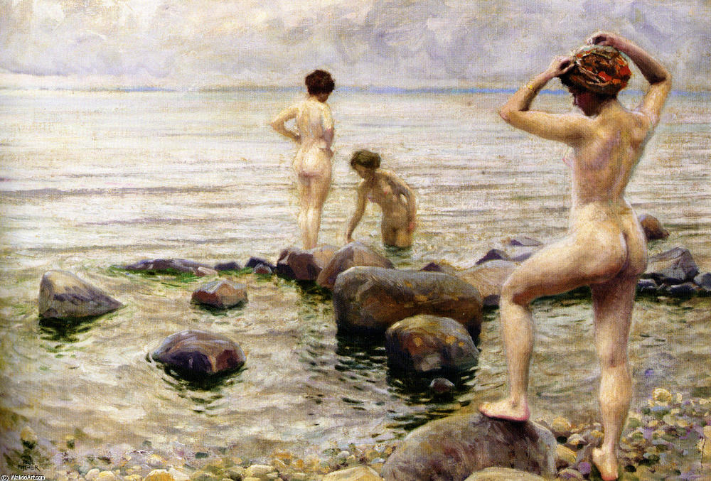 WikiOO.org - Enciklopedija likovnih umjetnosti - Slikarstvo, umjetnička djela Paul Gustave Fischer - A Morning Dip