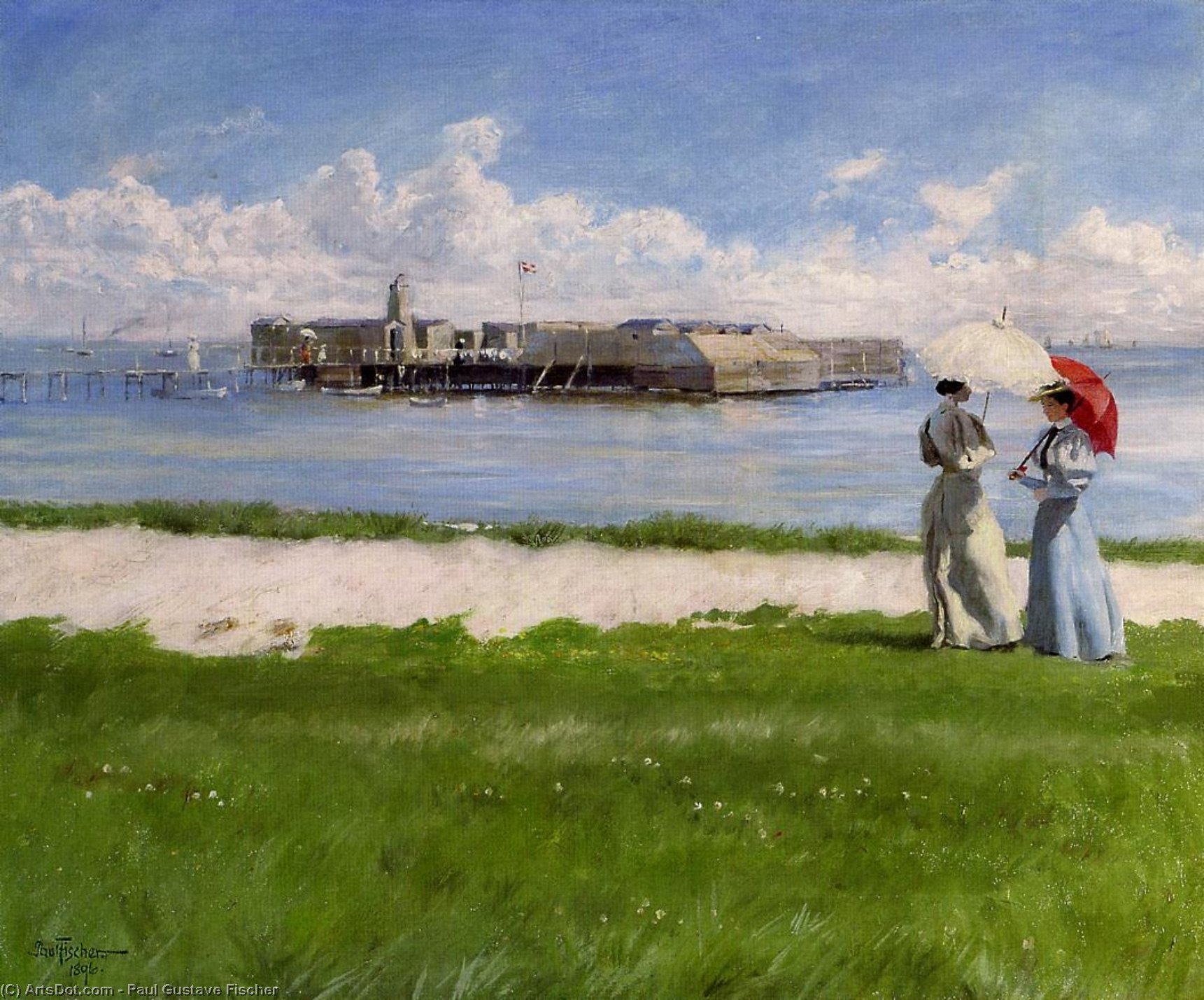 Wikioo.org - The Encyclopedia of Fine Arts - Painting, Artwork by Paul Gustave Fischer - The Conversation, Helgoland