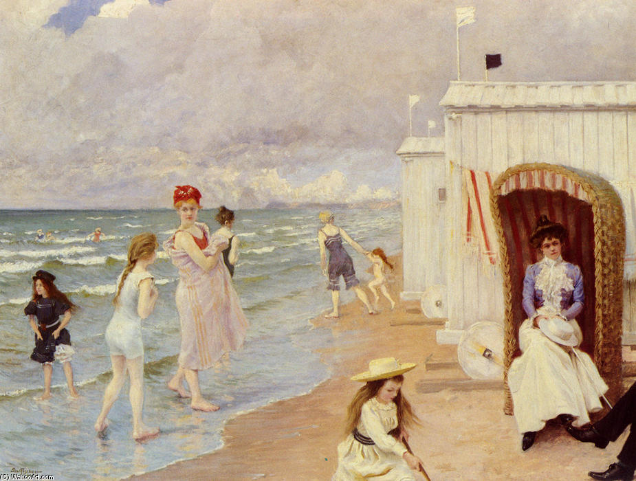Wikioo.org - The Encyclopedia of Fine Arts - Painting, Artwork by Paul Gustave Fischer - The Day at the Beach