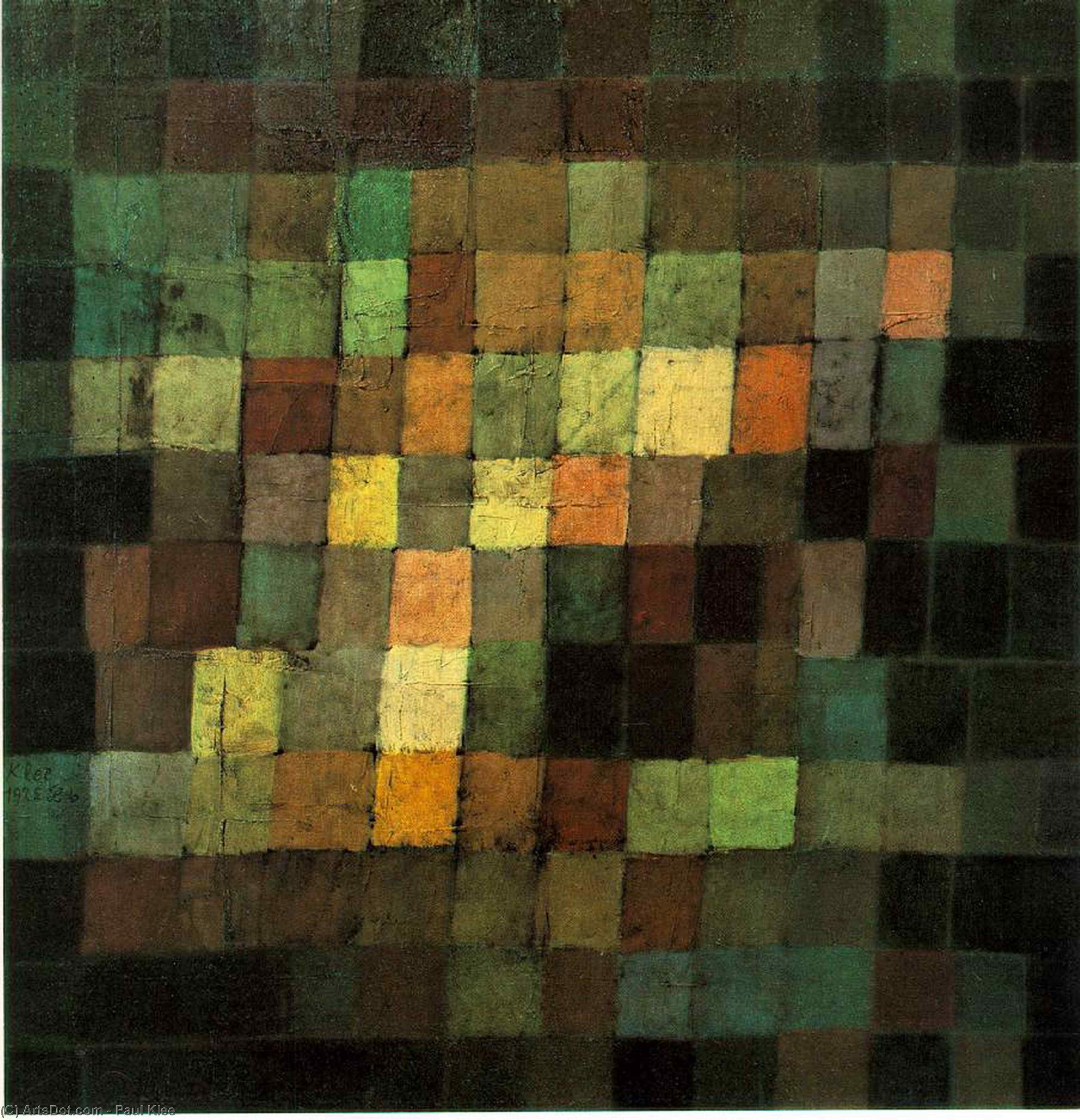 WikiOO.org - Encyclopedia of Fine Arts - Schilderen, Artwork Paul Klee - Ancient Sound, Abstract on Black