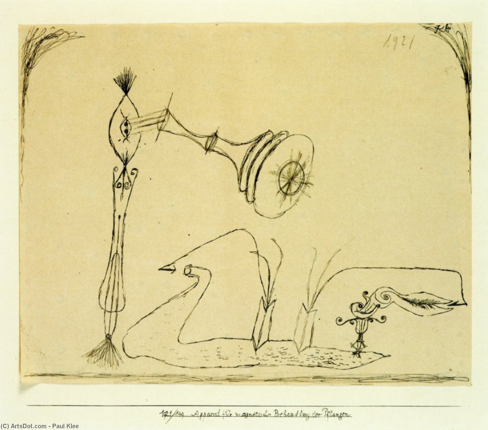 Wikioo.org - Bách khoa toàn thư về mỹ thuật - Vẽ tranh, Tác phẩm nghệ thuật Paul Klee - Apparatus for the Magnetic Treatment of Plants