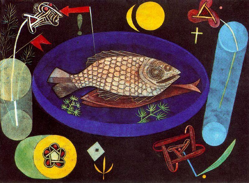 Wikoo.org - موسوعة الفنون الجميلة - اللوحة، العمل الفني Paul Klee - Around the Fish