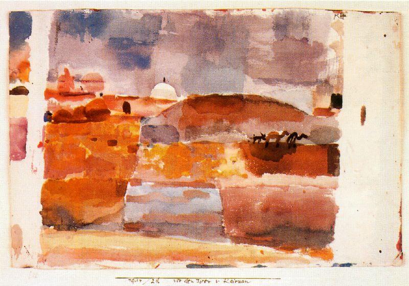Wikoo.org - موسوعة الفنون الجميلة - اللوحة، العمل الفني Paul Klee - At the gates of Kairouan