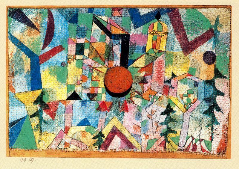 Wikioo.org - สารานุกรมวิจิตรศิลป์ - จิตรกรรม Paul Klee - Castle with Setting Sun