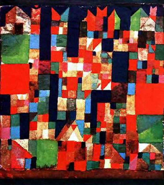 WikiOO.org - Güzel Sanatlar Ansiklopedisi - Resim, Resimler Paul Klee - City Picture with Red and Green Accents
