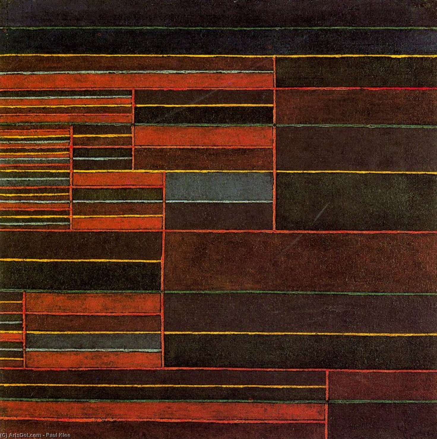 WikiOO.org - Encyclopedia of Fine Arts - Målning, konstverk Paul Klee - En la corriente seis umbrales