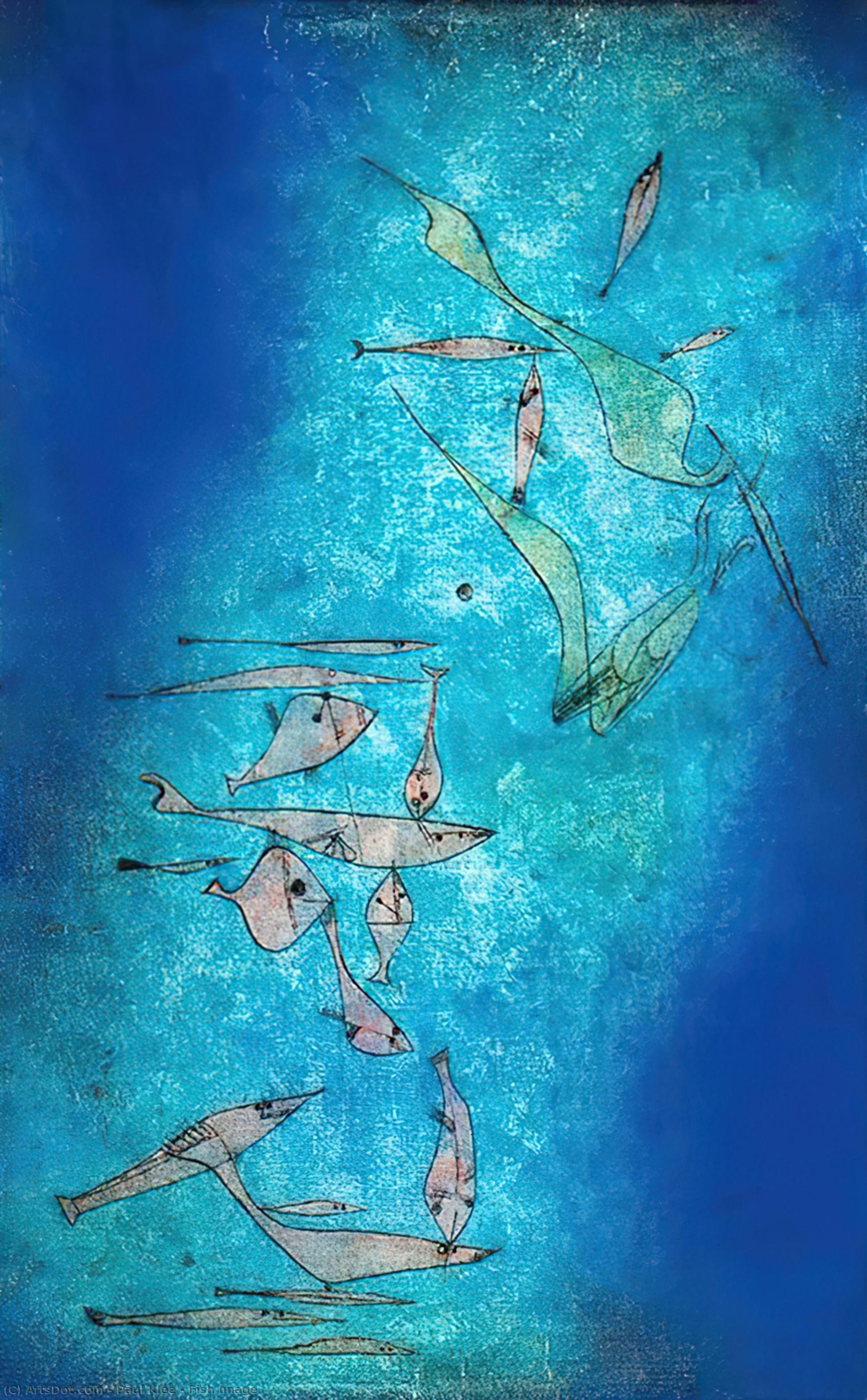 Wikoo.org - موسوعة الفنون الجميلة - اللوحة، العمل الفني Paul Klee - Fish Image