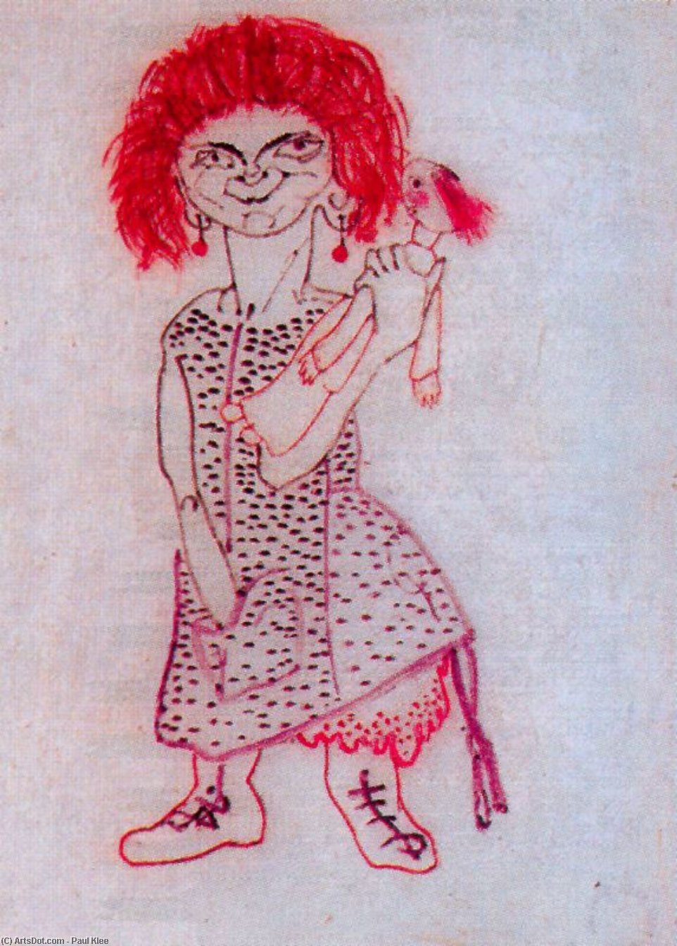 Wikioo.org - สารานุกรมวิจิตรศิลป์ - จิตรกรรม Paul Klee - Girl with Doll